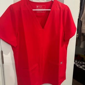 NWT Figs womens casma scrub top size medium pop red